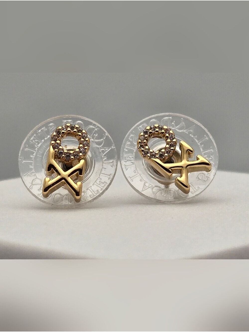 Stella & Dot XO Stud Earrings Gold X & Pavé Crystal O Mismatched Set Retired
